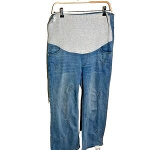 Denim Diva Maternity Over Belly Pants Size 29 Straight Leg Denim‎ YSL Rhinestone
